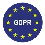 GDPR compliance badge with EU stars