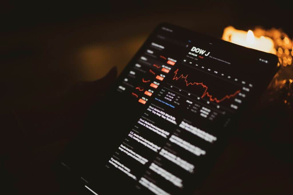 Smartphone screen displaying a dark-themed analytics dashboard