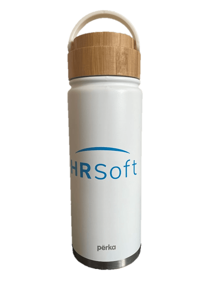 HRSoft-branded insulated water bottle