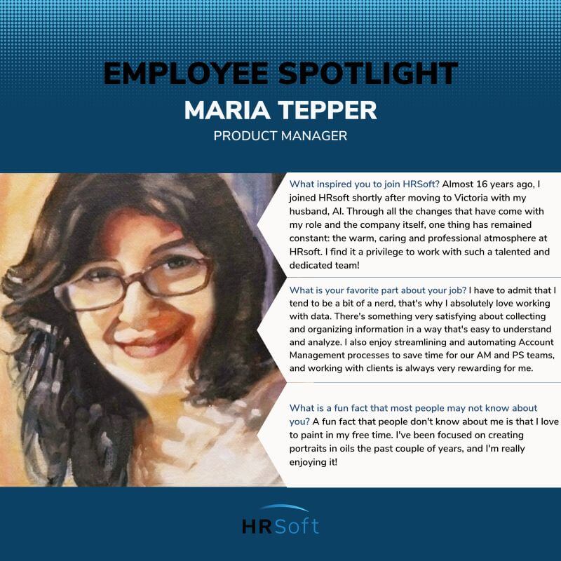 Employee spotlight graphic for Maria Tepper, Product Manager