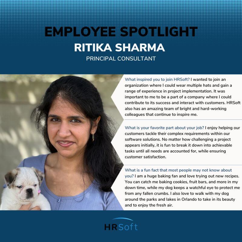 Employee spotlight graphic for Ritika Sharma, Financial Consultant