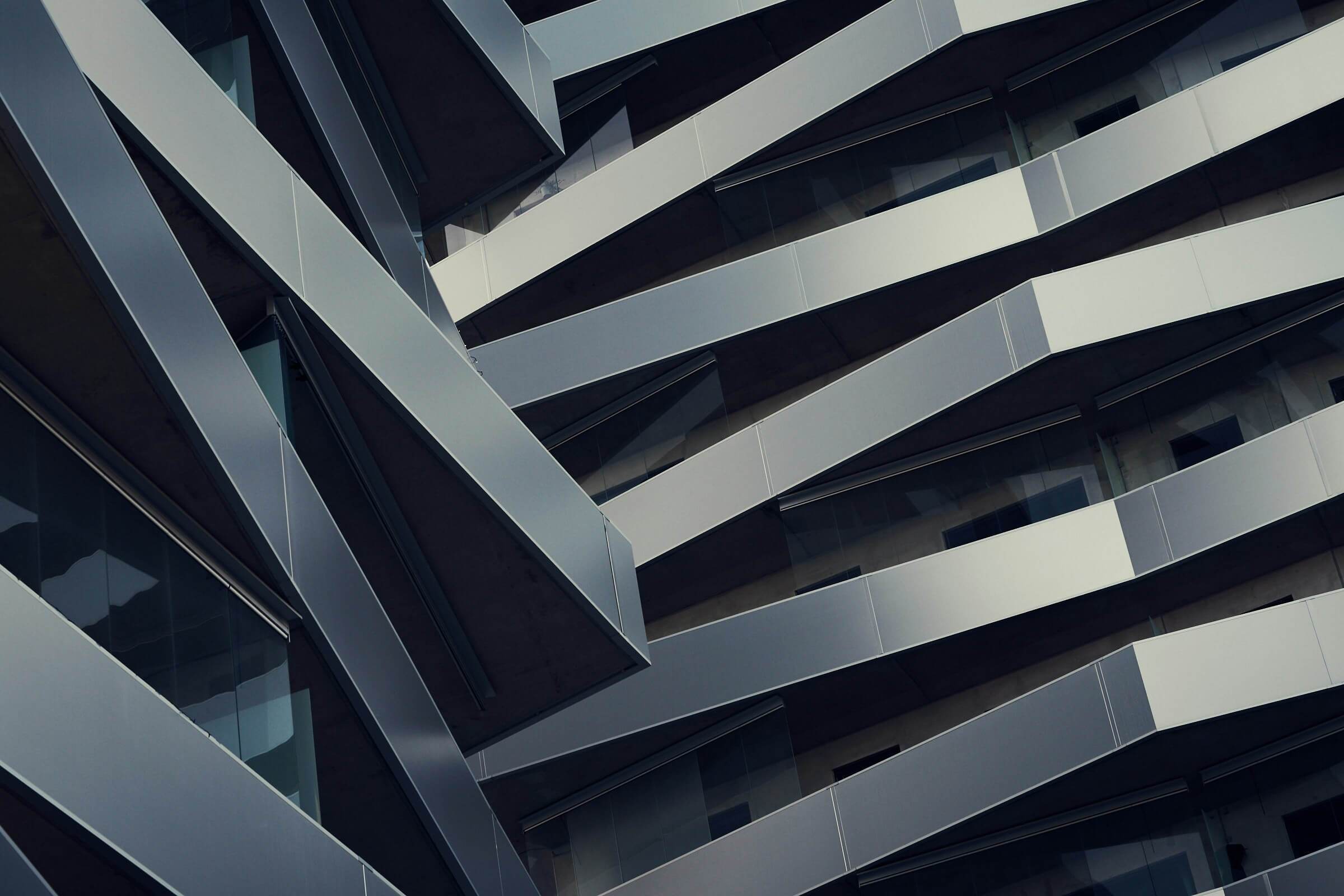 Abstract angular metallic facade of a modern building