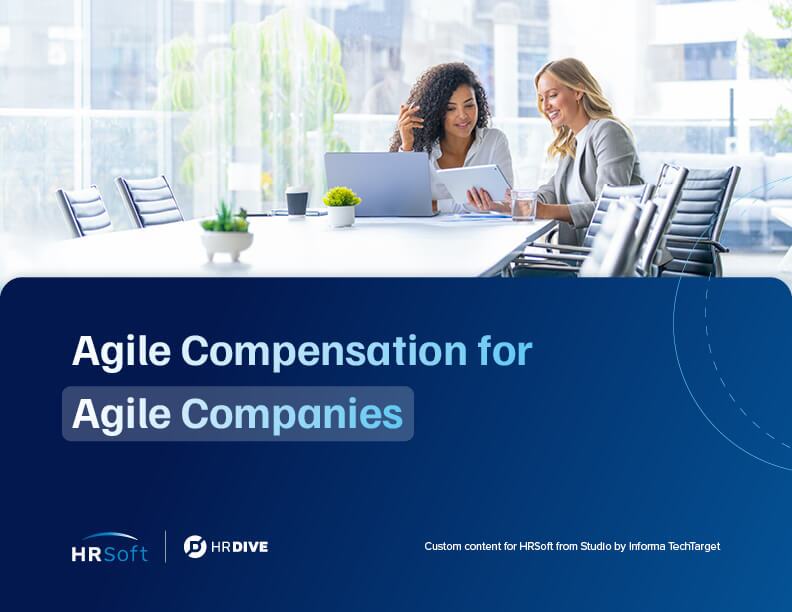 Cover of the HRSoft playbook 'Agile Compensation for Agile Companies'