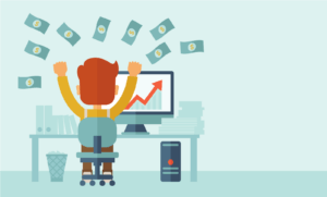 Illustration of successful businessman making money