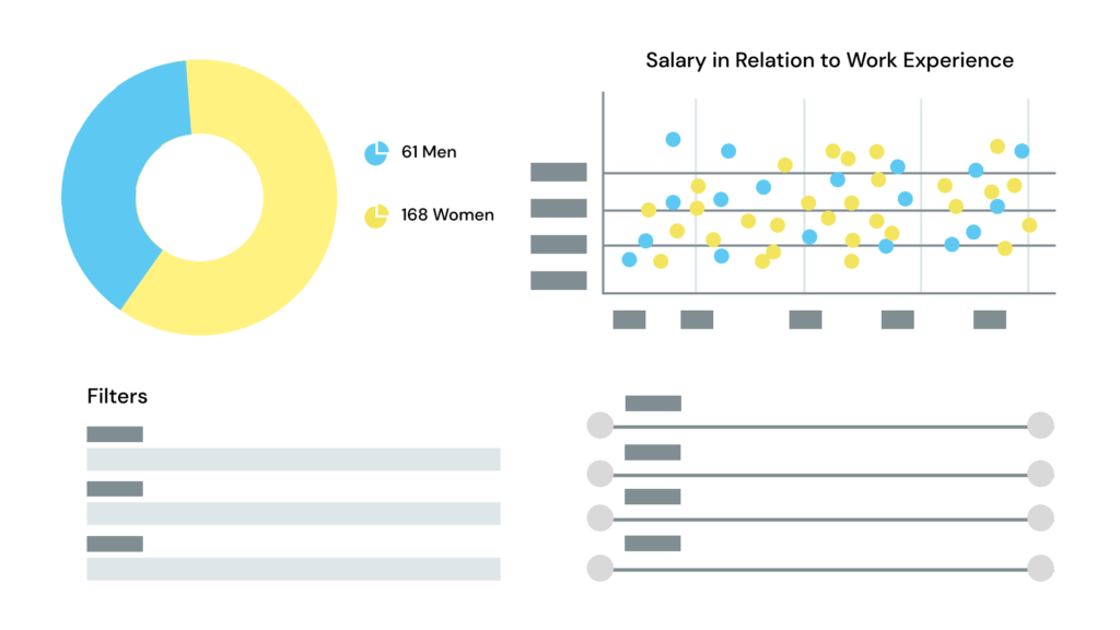 Screenshot of an HRSoft chart analyzing salary in relation to work experience