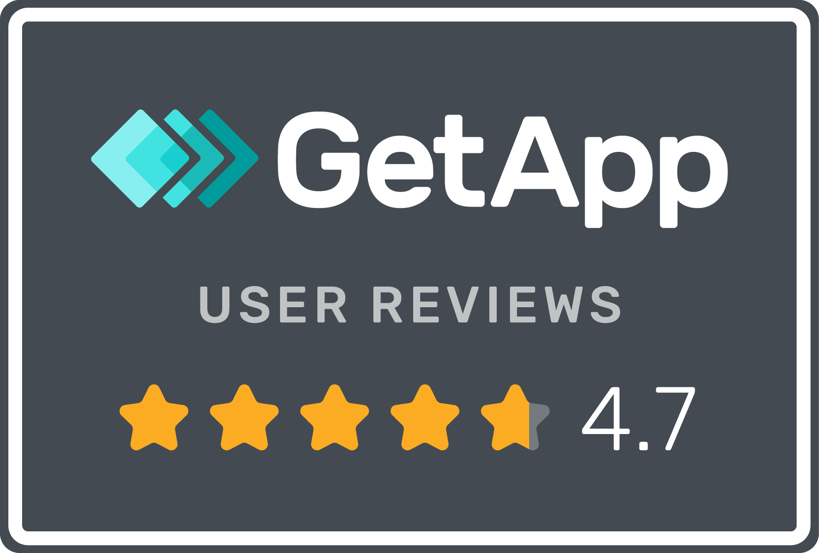 GetApp user reviews badge with a 4.7-star rating
